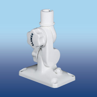 4 way ratchet mount in reinforced nylon UV resistant design with knob, for deck or bulkhead.